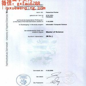 德国达姆施塔特应用科技学院文凭