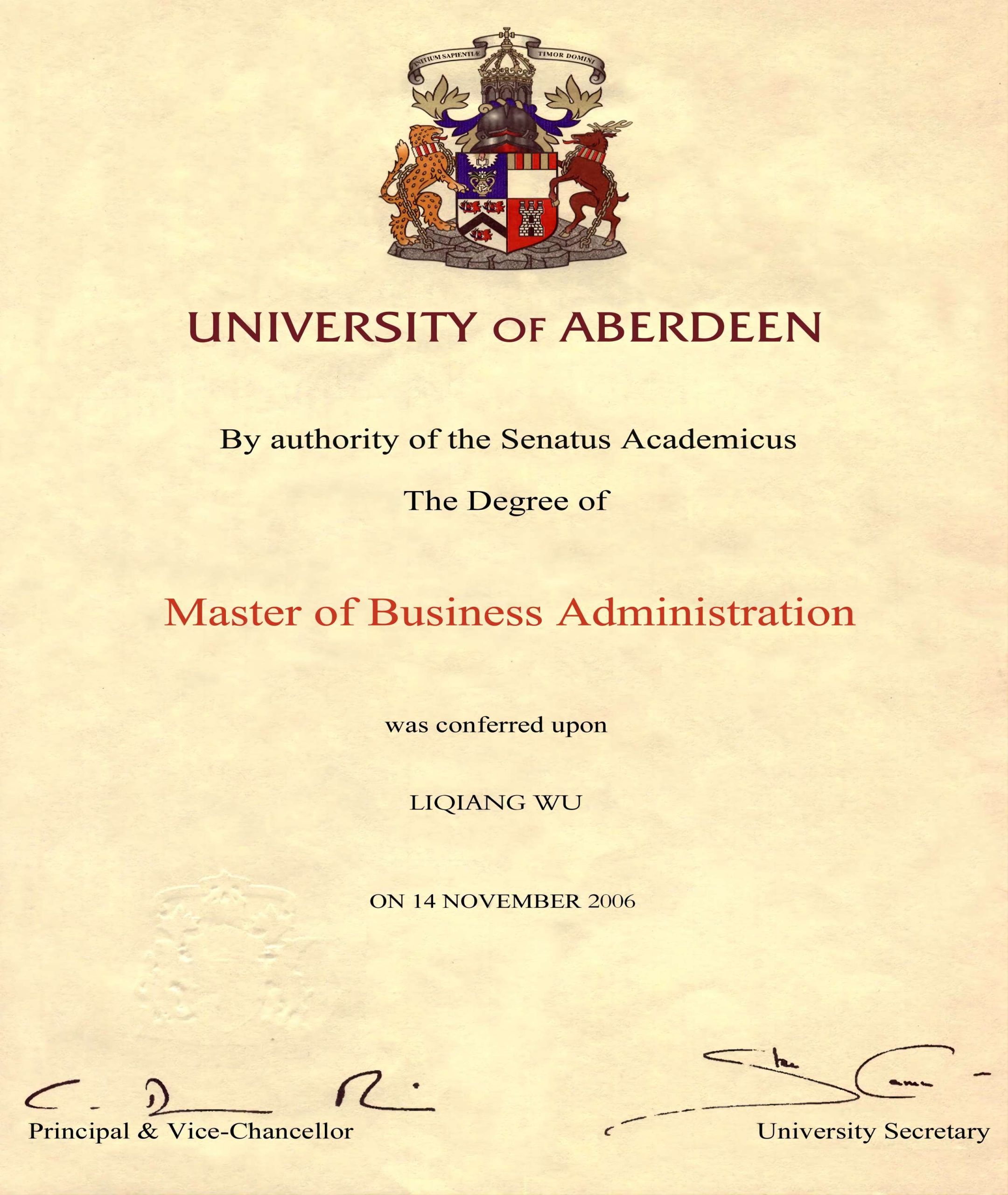 英国阿伯丁大学文凭